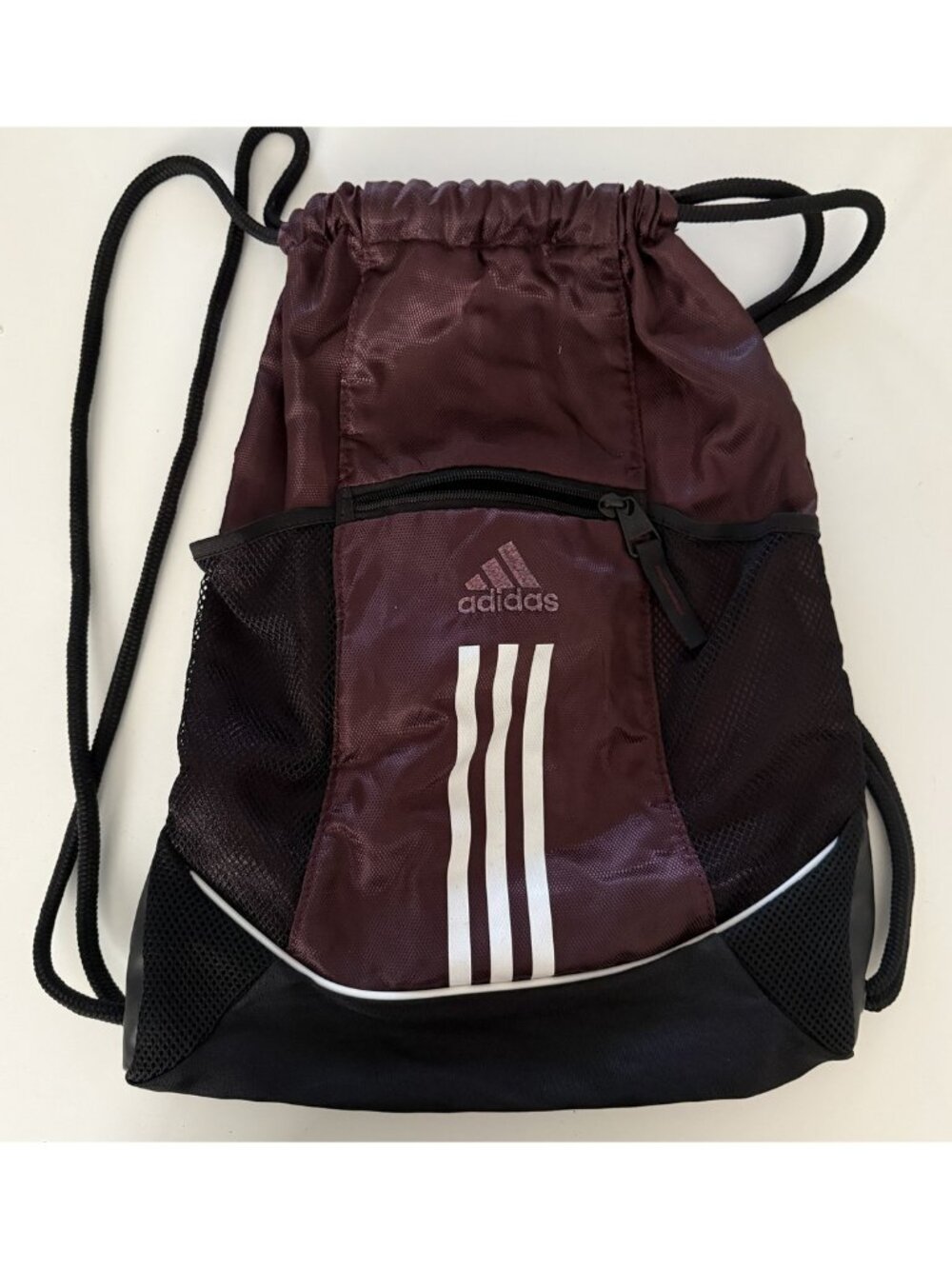 adidas Maroon and Black Drawstring Sports Bag